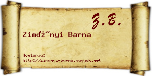 Zimányi Barna névjegykártya